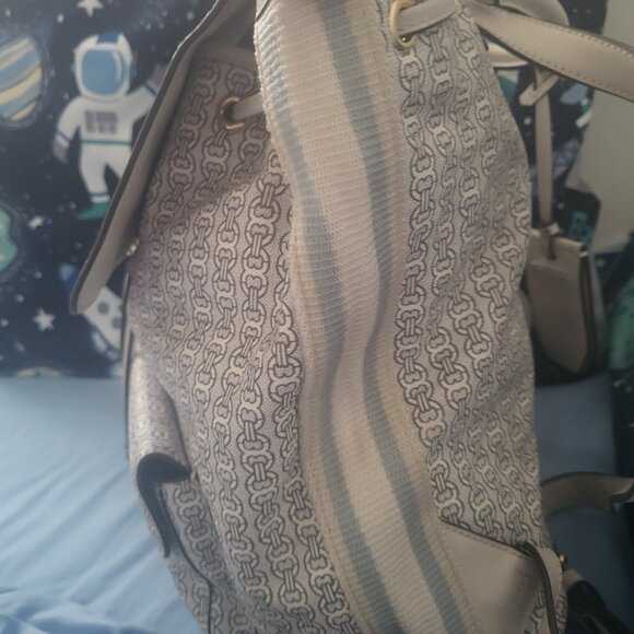 🔥Tory Burch 🔥Authentic Gemini Link Medium Canvas & Leather Backpack - Picture 4 of 9